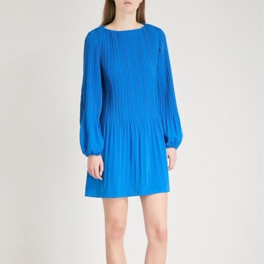 Maje Rockin Blue Pleated Shift Drop Waist Dress